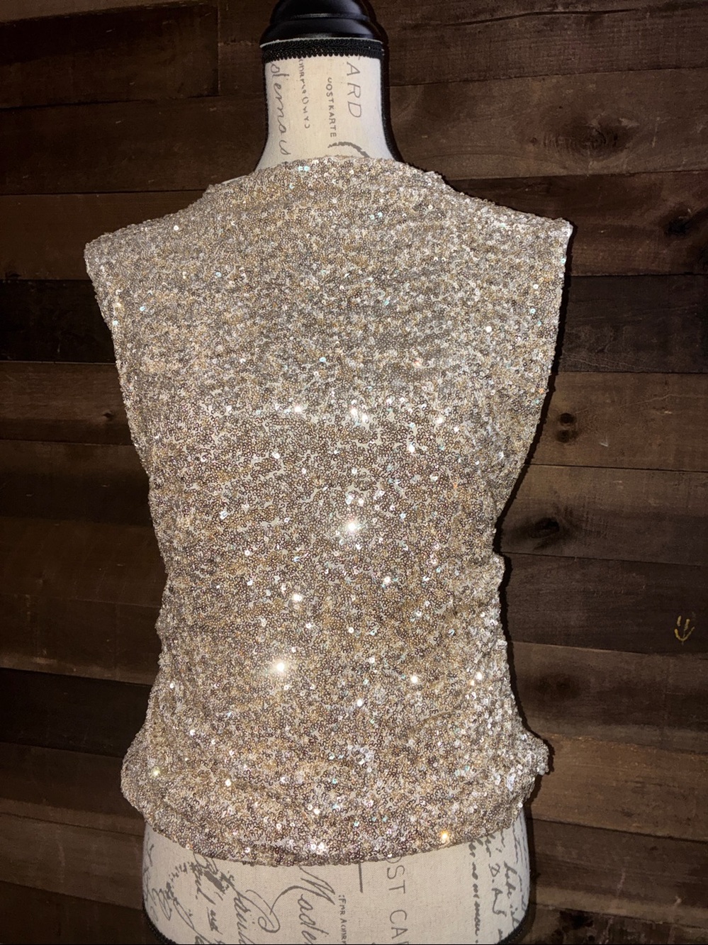 H&M Sparkling Sequin Camisole in Champagne Gold